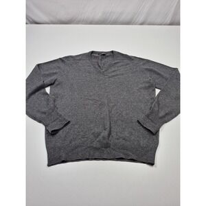 Preswick & Moore Sweater Mens XL Gray 100% Cashmere V Neck Knit Scotland